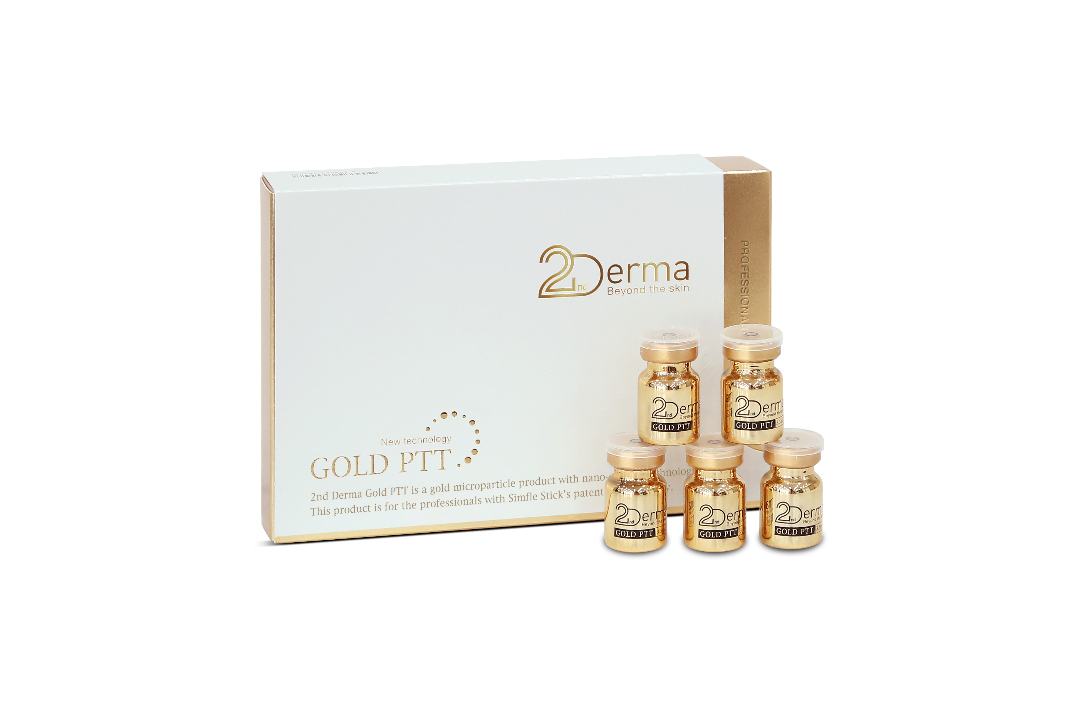 2nd Derma Gold PTT professional skincare box with five gold ampoule vials