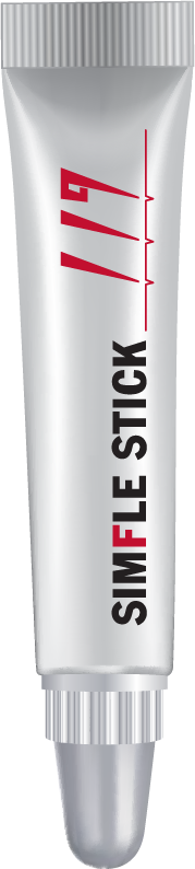 A single silver tube of Simfle Stick product.