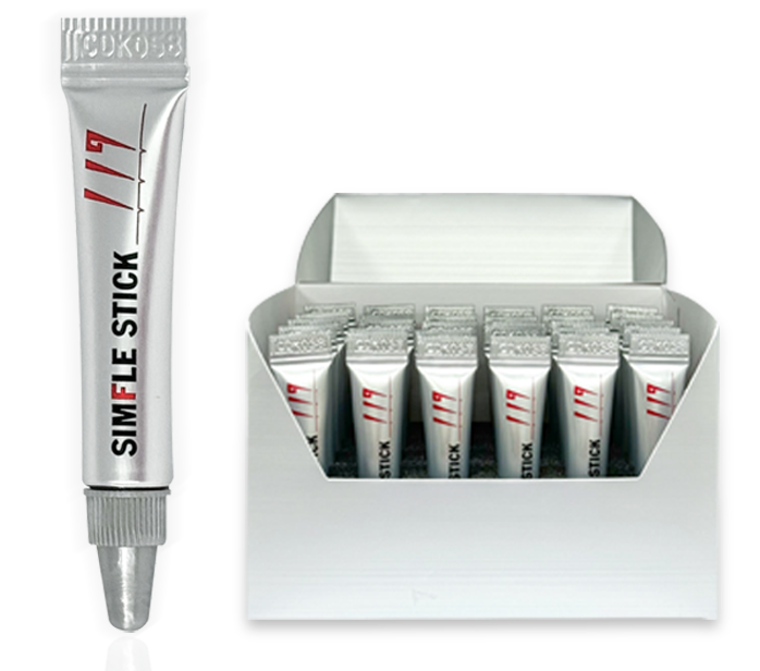 Simple Stick bearing lubricant tubes in display box